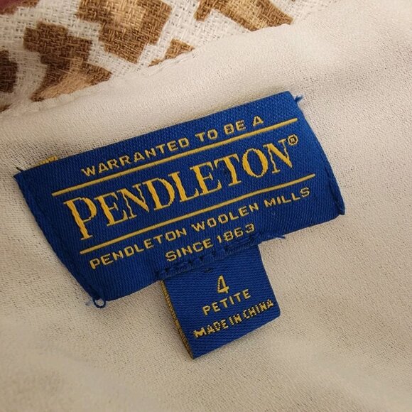 Pendleton Dress Retro Look Animal Print Short Sleeve Linen Blend Dress Sz 4P - Picture 4 of 10